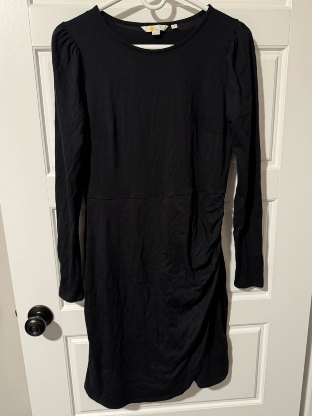 Boden Black Faux Wrap Long Sleeve Knit Dress, Size 6L